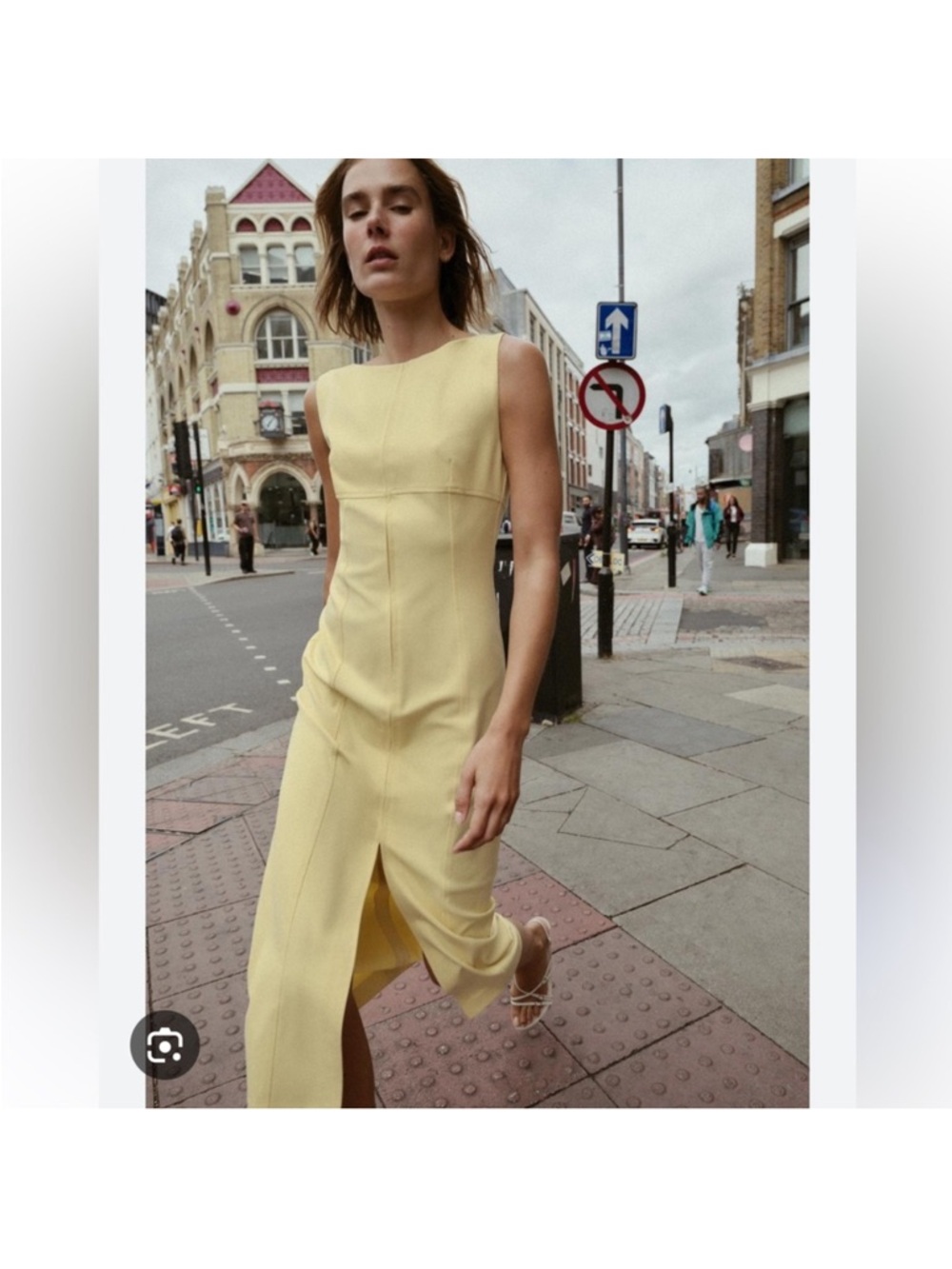 Zara Sleeveless Yellow Midi Dress with Front Slit